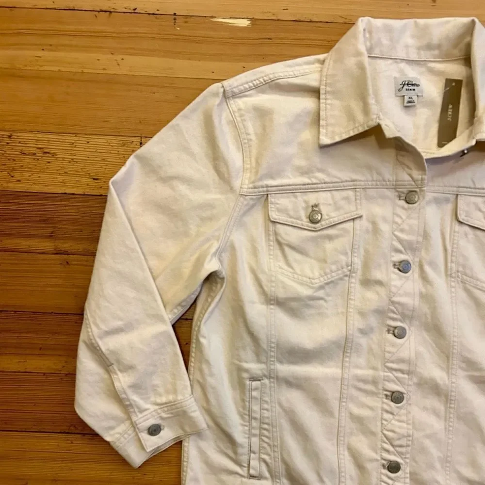 J. Crew Relaxed denim jacket in Ecru. Size XL. NWT.